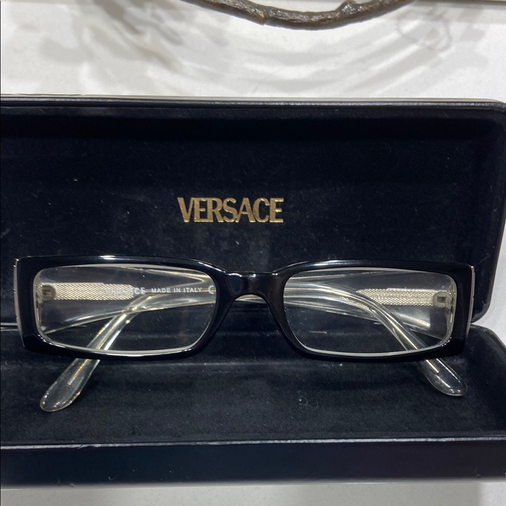 Versace Black Rectangular Eyeglasses